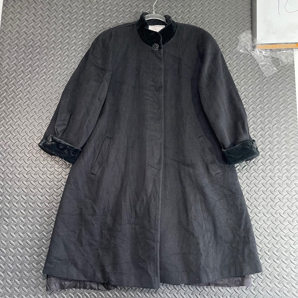 Vintage F.S. Limited Dark Gray Long Pea Coat‎ Wool Blend Women's XL Casual Wear